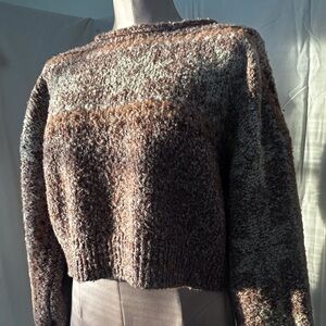 Free People Textured Pink Crew Neck Sweater